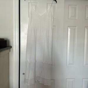 Express white midi eyelet ruffle dress
